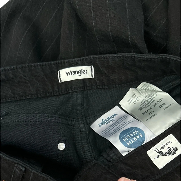 WRANGLER WOMENS BONNIE 683 BLACK PINSTRIPE MODERN LOOSE FLARE JEANS PLUS SIZE 35 - Picture 8 of 13